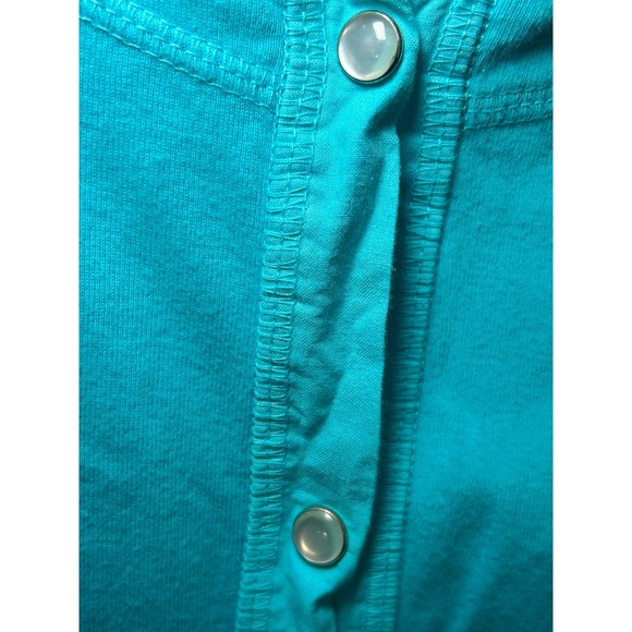 Fresh Produce Womens Cardigan Top Pearl Snap Button Front 3/4 Sleeve Teal Large - Picture 2 of 6